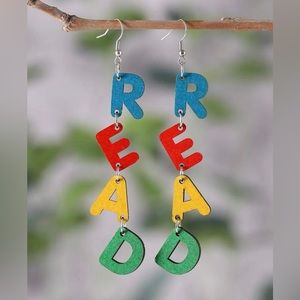 Wooden READ Drop Earrings